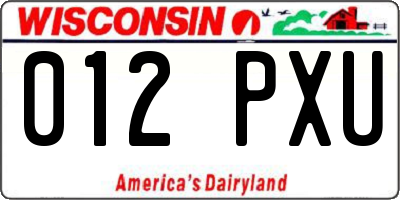WI license plate 012PXU