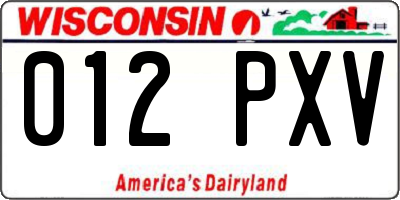 WI license plate 012PXV