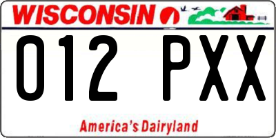 WI license plate 012PXX