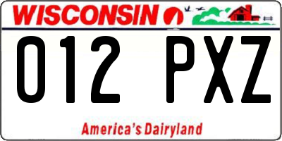 WI license plate 012PXZ