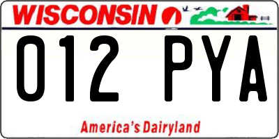 WI license plate 012PYA