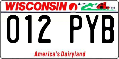 WI license plate 012PYB