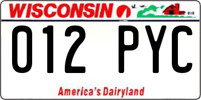 WI license plate 012PYC