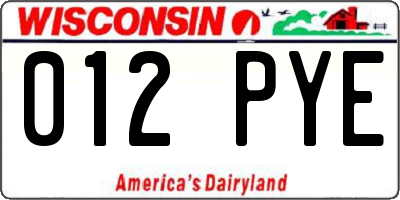 WI license plate 012PYE