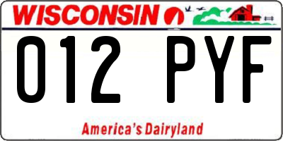 WI license plate 012PYF