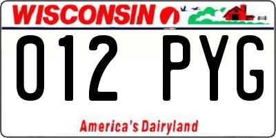 WI license plate 012PYG