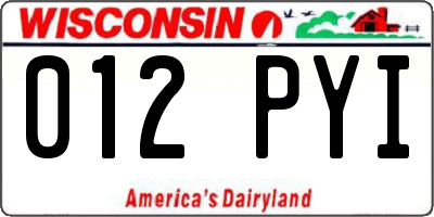 WI license plate 012PYI