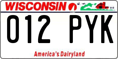 WI license plate 012PYK