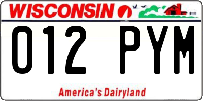WI license plate 012PYM