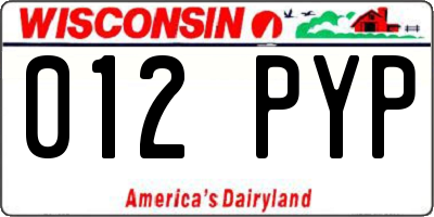 WI license plate 012PYP
