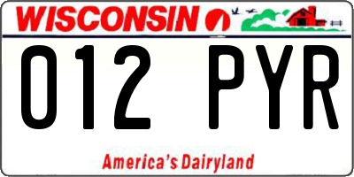 WI license plate 012PYR