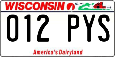 WI license plate 012PYS