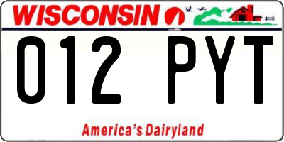 WI license plate 012PYT