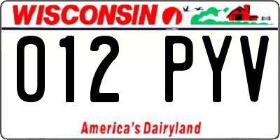 WI license plate 012PYV