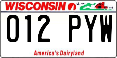 WI license plate 012PYW