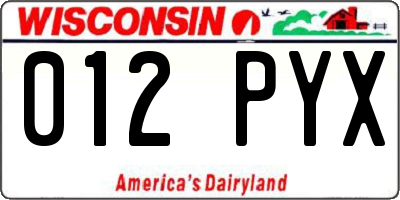 WI license plate 012PYX