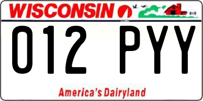 WI license plate 012PYY