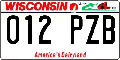WI license plate 012PZB