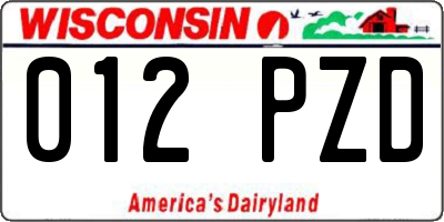 WI license plate 012PZD