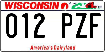 WI license plate 012PZF
