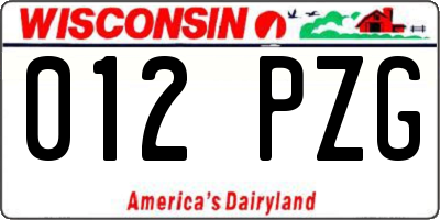 WI license plate 012PZG