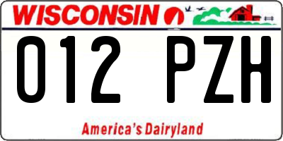 WI license plate 012PZH