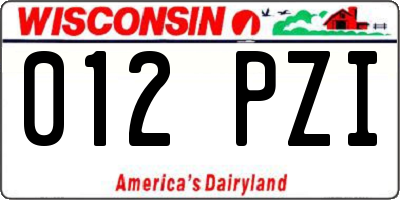 WI license plate 012PZI