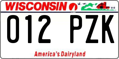 WI license plate 012PZK