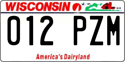 WI license plate 012PZM