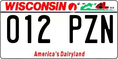 WI license plate 012PZN