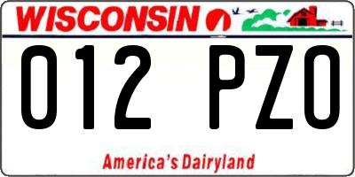 WI license plate 012PZO