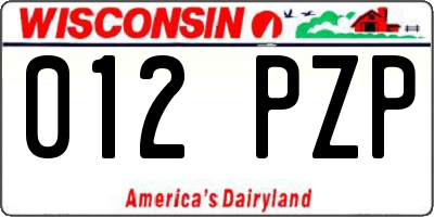 WI license plate 012PZP
