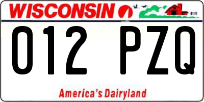 WI license plate 012PZQ