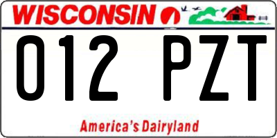 WI license plate 012PZT