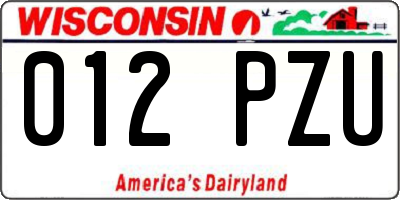 WI license plate 012PZU