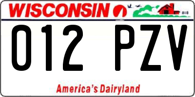 WI license plate 012PZV