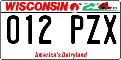 WI license plate 012PZX