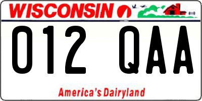 WI license plate 012QAA