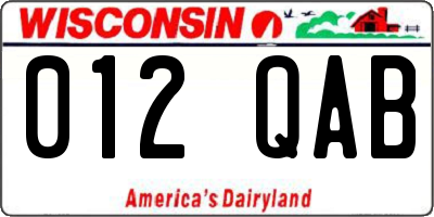 WI license plate 012QAB