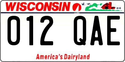 WI license plate 012QAE