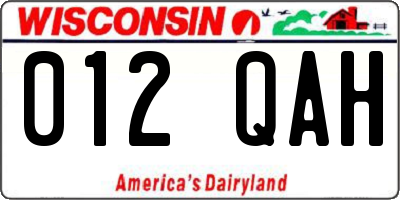 WI license plate 012QAH