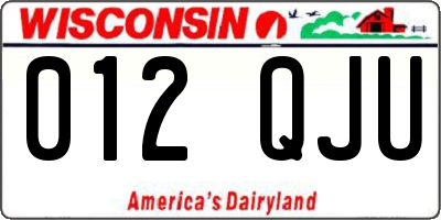 WI license plate 012QJU