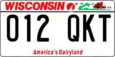 WI license plate 012QKT
