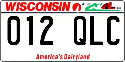 WI license plate 012QLC