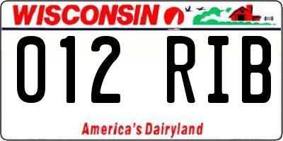 WI license plate 012RIB