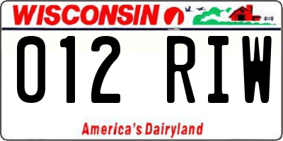 WI license plate 012RIW