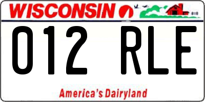 WI license plate 012RLE