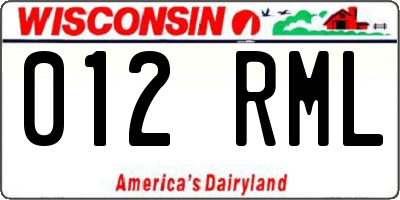 WI license plate 012RML