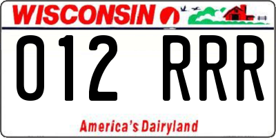 WI license plate 012RRR