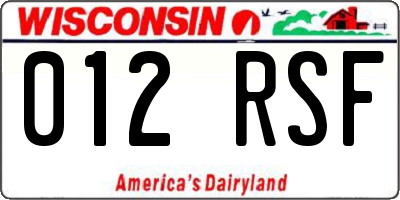 WI license plate 012RSF